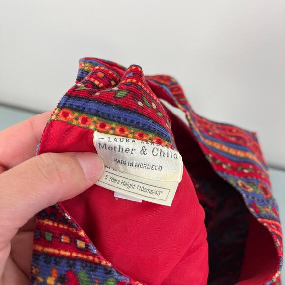 Vintage Red and Blue Striped Kids Dress - Picture 4 of 8